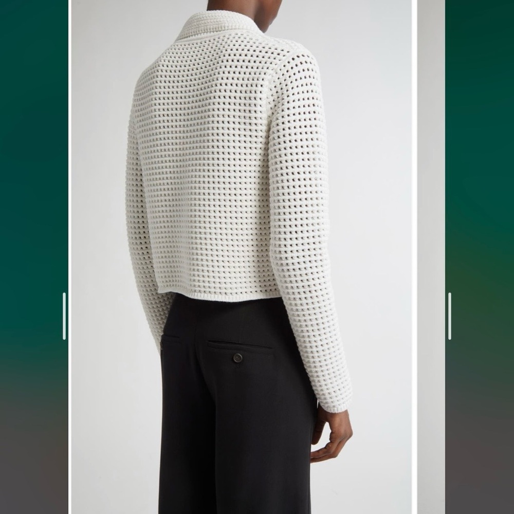 Vince Block Stitch Cardigan in Optic White Size L - Picture 2 of 10